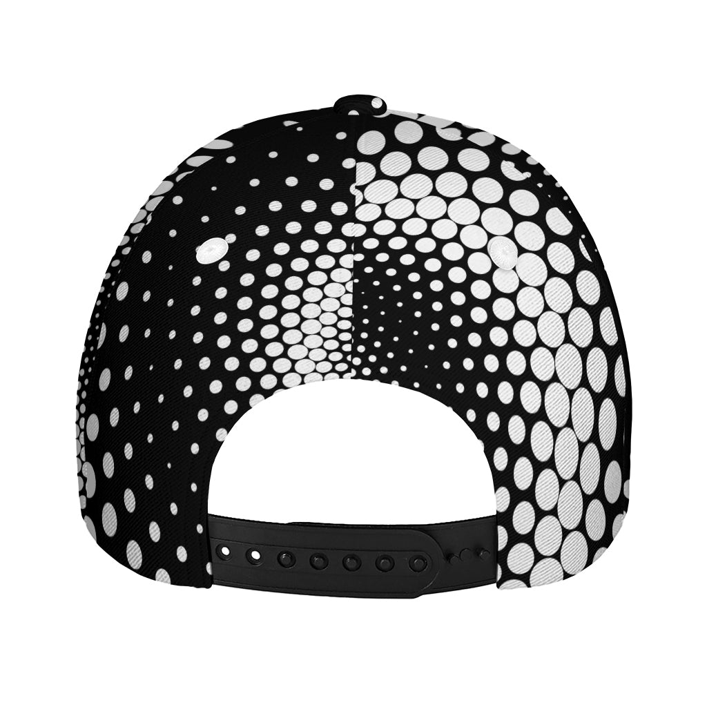 Black And White Spiral Dot Print Baseball Cap