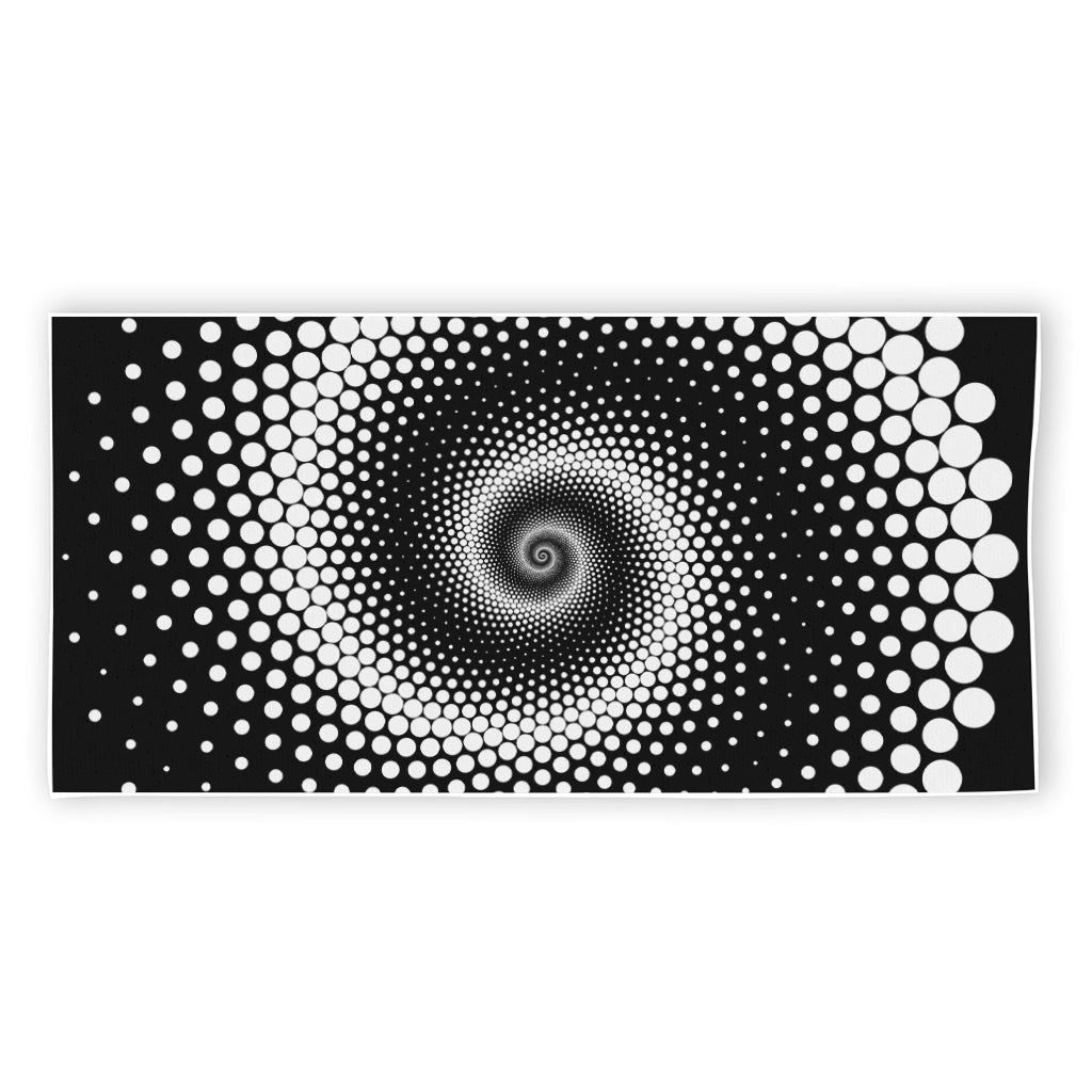 Black And White Spiral Dot Print Beach Towel