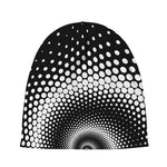 Black And White Spiral Dot Print Beanie