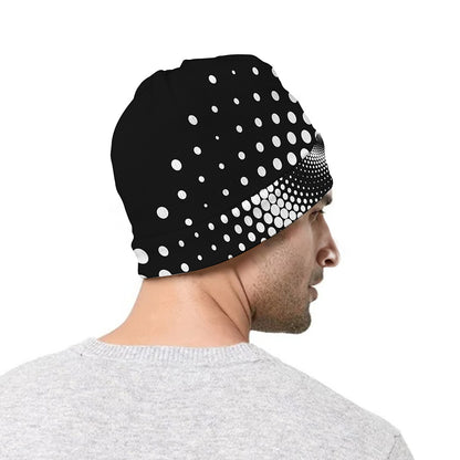 Black And White Spiral Dot Print Beanie