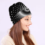 Black And White Spiral Dot Print Beanie
