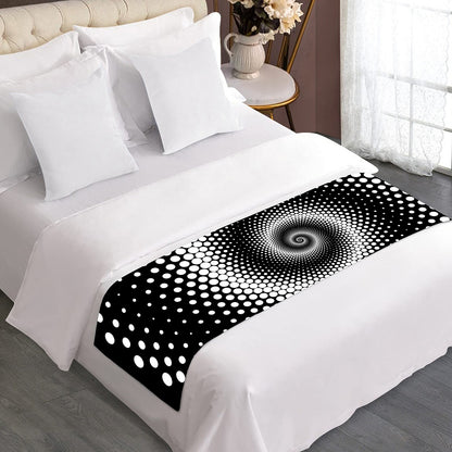 Black And White Spiral Dot Print Bed Runner