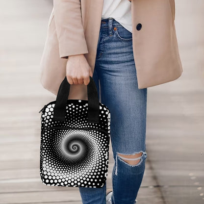 Black And White Spiral Dot Print Bible Tote Bag