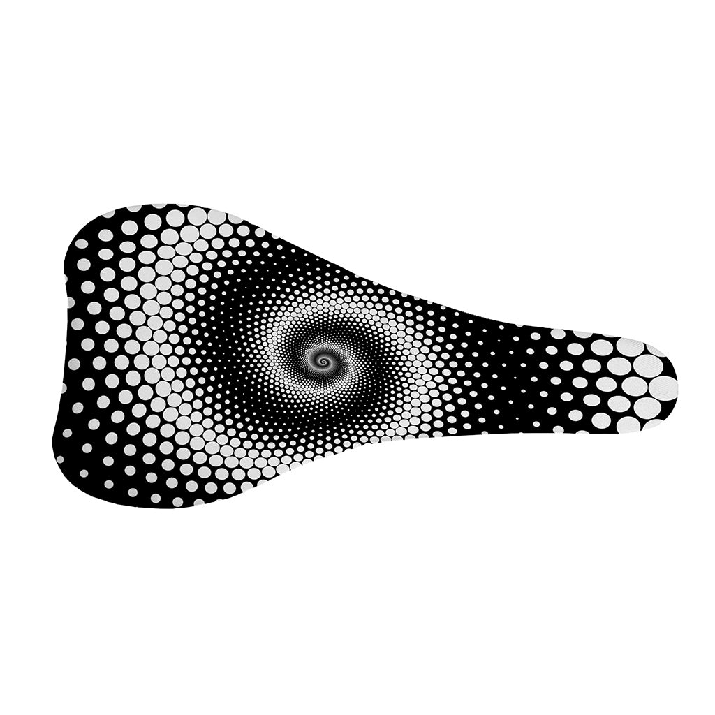Black And White Spiral Dot Print Bicycle Seat Cover
