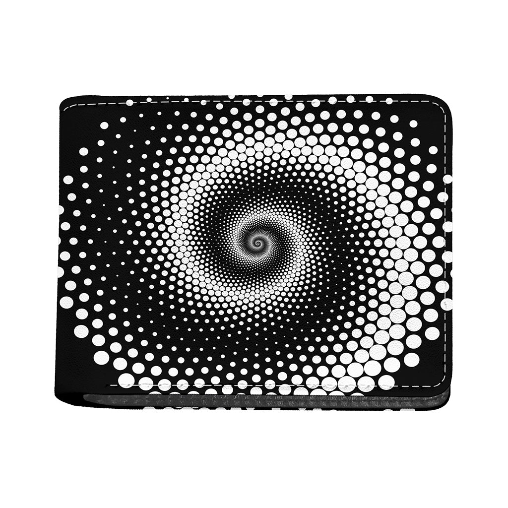 Black And White Spiral Dot Print Bifold Wallet