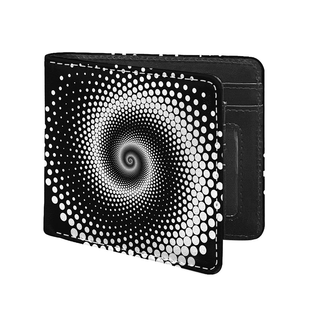 Black And White Spiral Dot Print Bifold Wallet