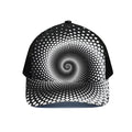 Black And White Spiral Dot Print Black Mesh Trucker Hat