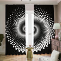 Black And White Spiral Dot Print Dimout Pencil Pleat Curtains