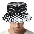 Black And White Spiral Dot Print Bucket Hat