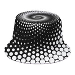Black And White Spiral Dot Print Bucket Hat