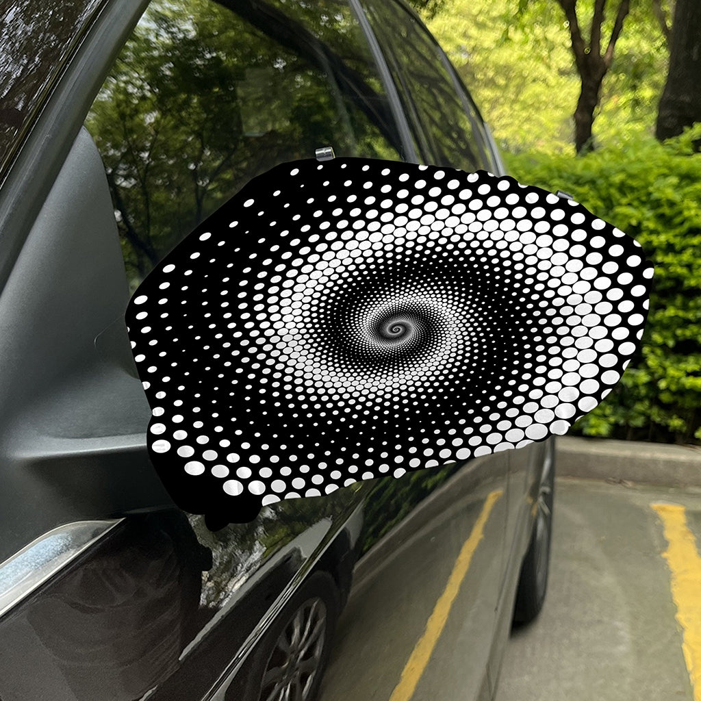 Black And White Spiral Dot Print Car Side Mirror Covers