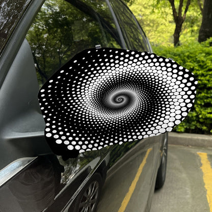 Black And White Spiral Dot Print Car Side Mirror Covers