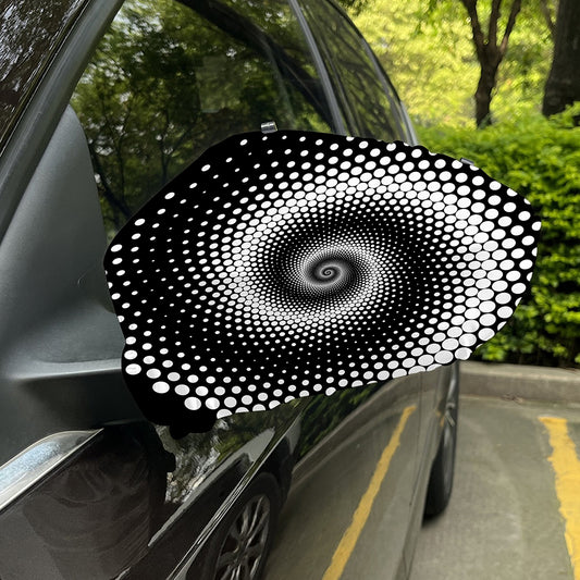 Black And White Spiral Dot Print Car Side Mirror Covers