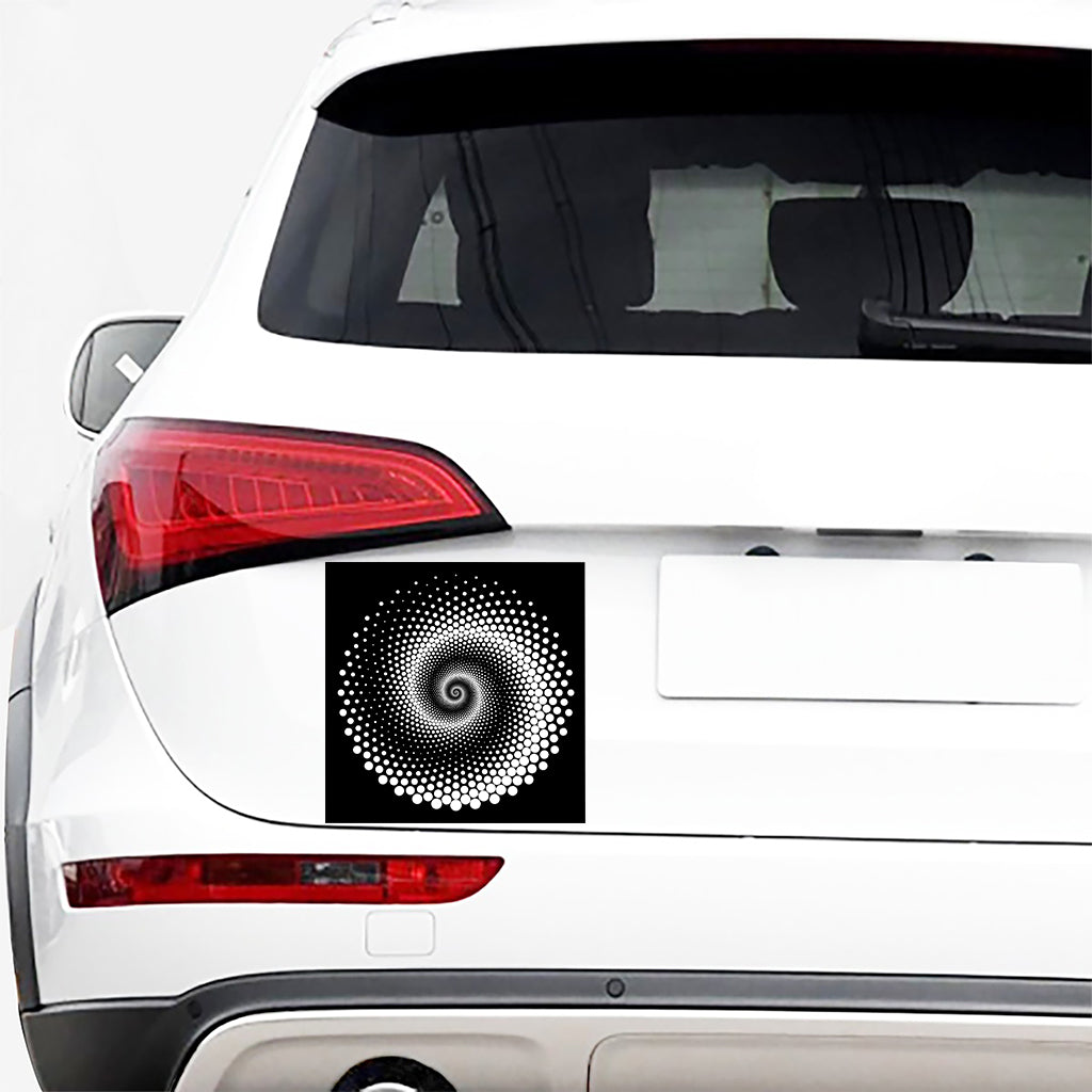 Black And White Spiral Dot Print Car Sticker