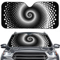 Black And White Spiral Dot Print Car Windshield Sun Shade