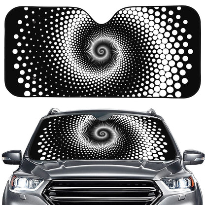 Black And White Spiral Dot Print Car Windshield Sun Shade
