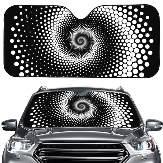Black And White Spiral Dot Print Car Windshield Sun Shade