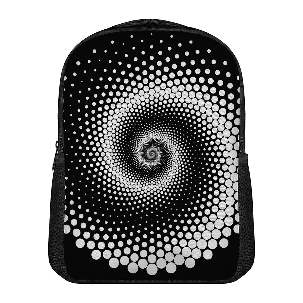 Black And White Spiral Dot Print Casual Backpack