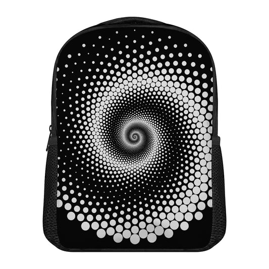 Black And White Spiral Dot Print Casual Backpack