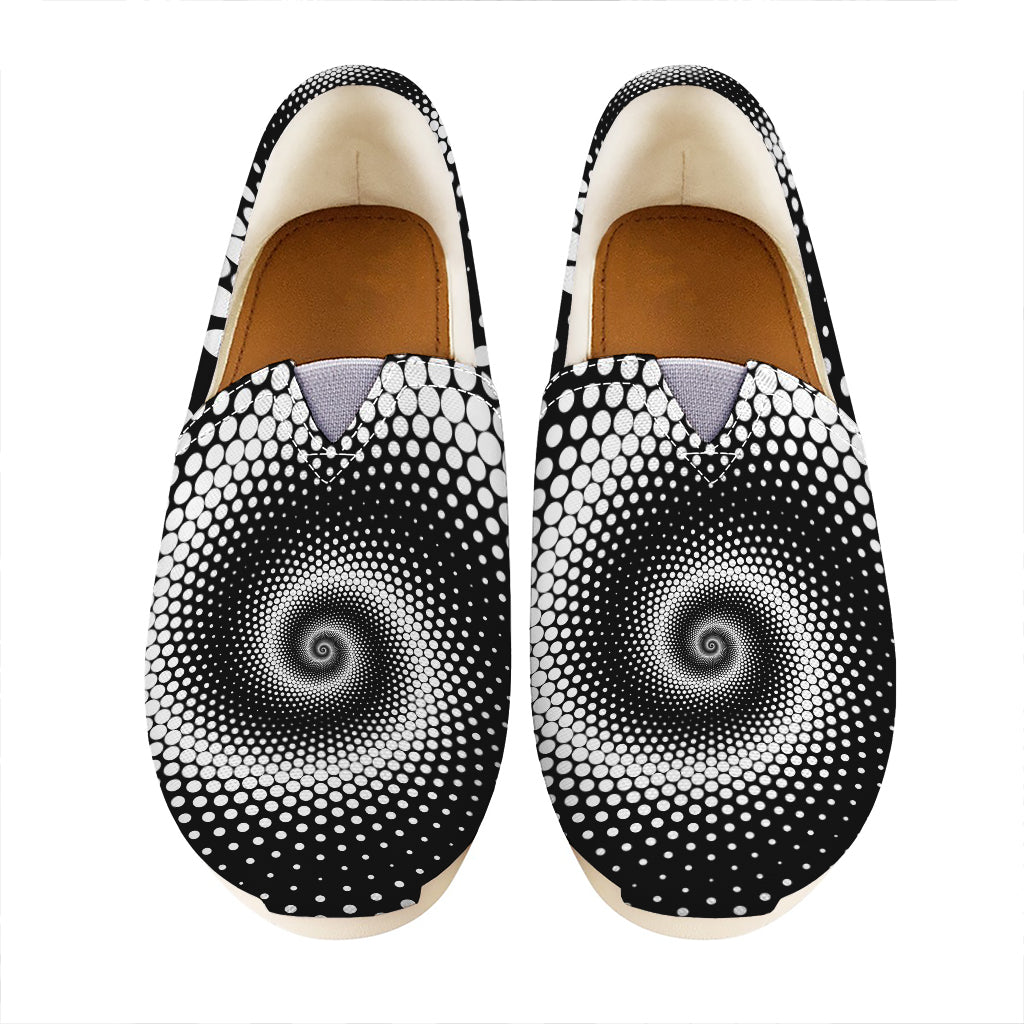 Black And White Spiral Dot Print Casual Shoes