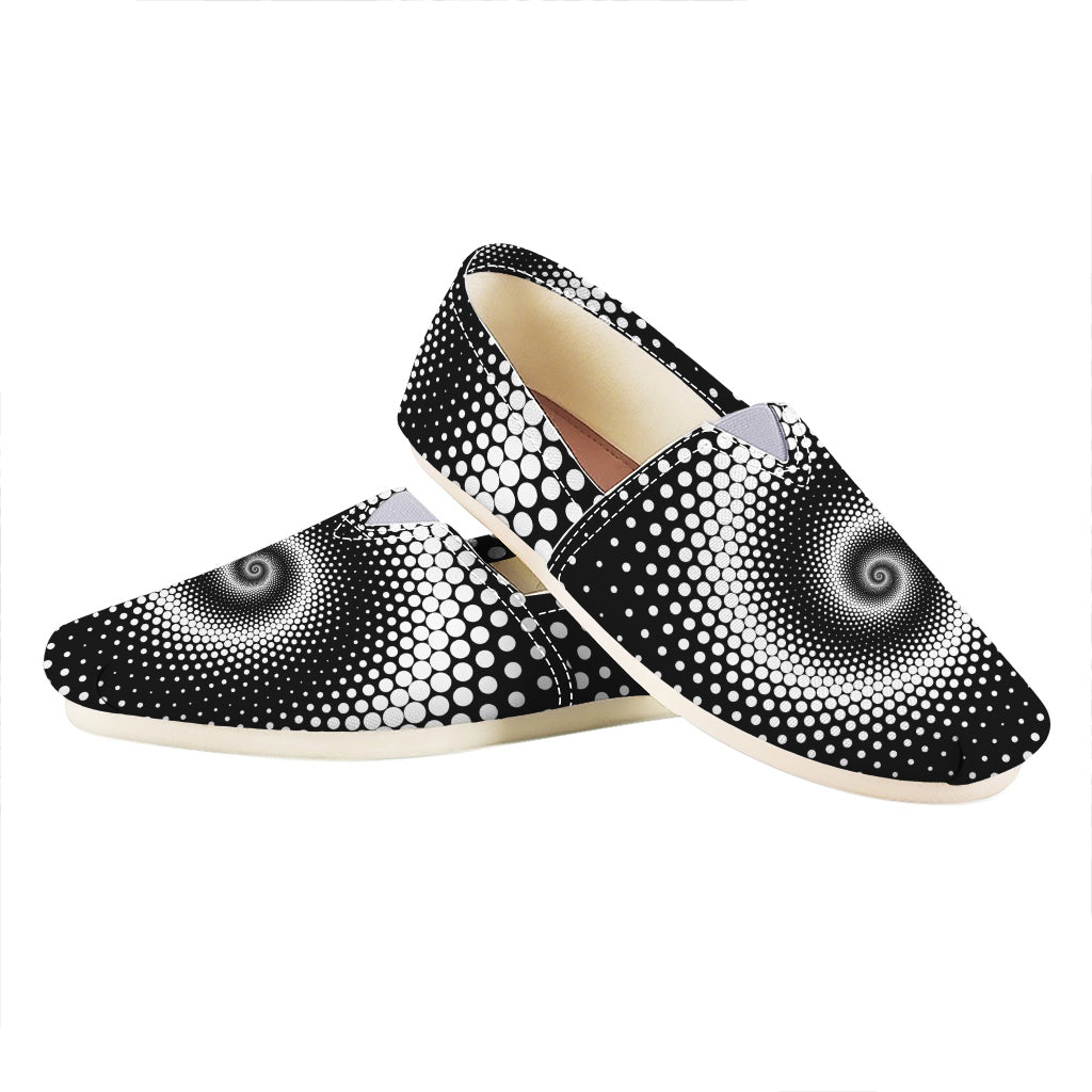 Black And White Spiral Dot Print Casual Shoes