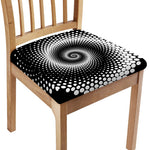 Black And White Spiral Dot Print Chair Cushion Cover