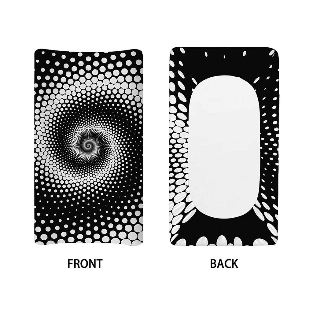 Black And White Spiral Dot Print Changing Pad Cover