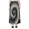 Black And White Spiral Dot Print Chiffon Maxi Skirt