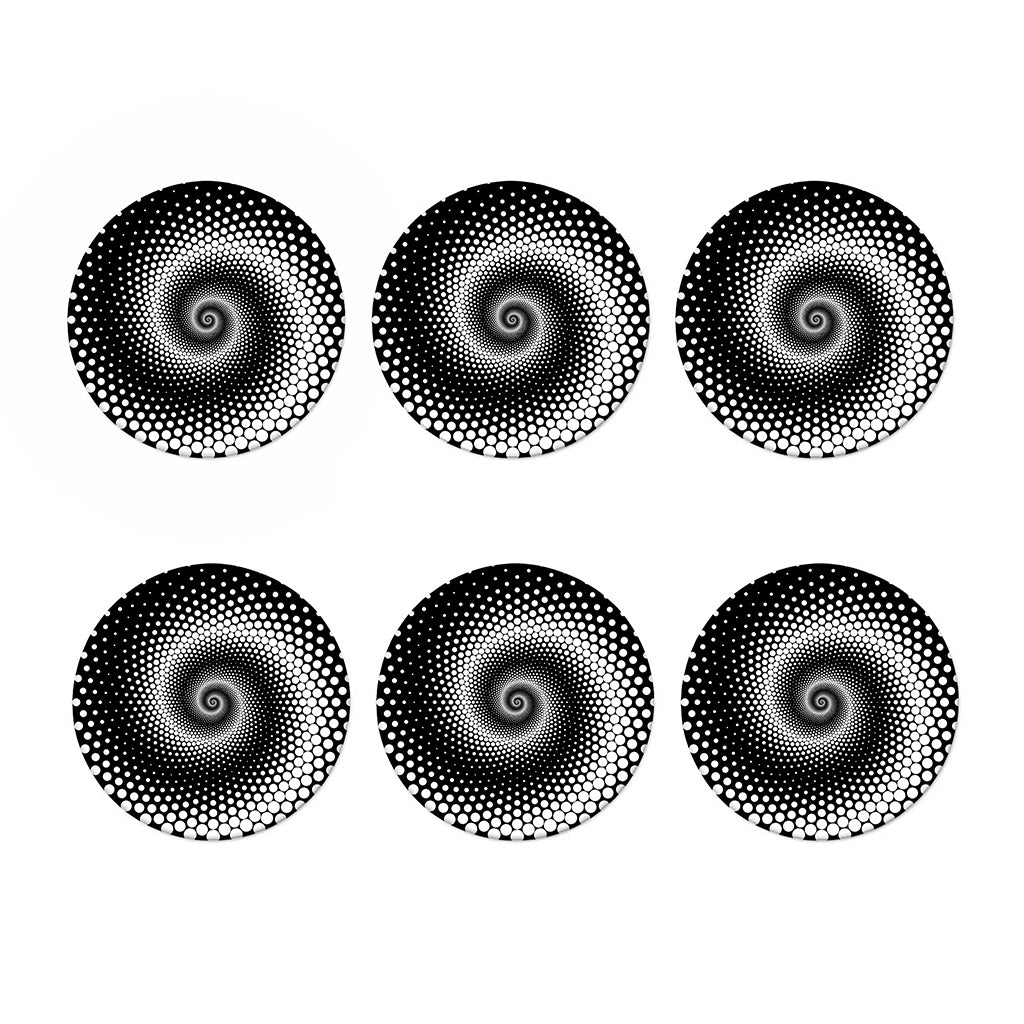 Black And White Spiral Dot Print Coaster Set