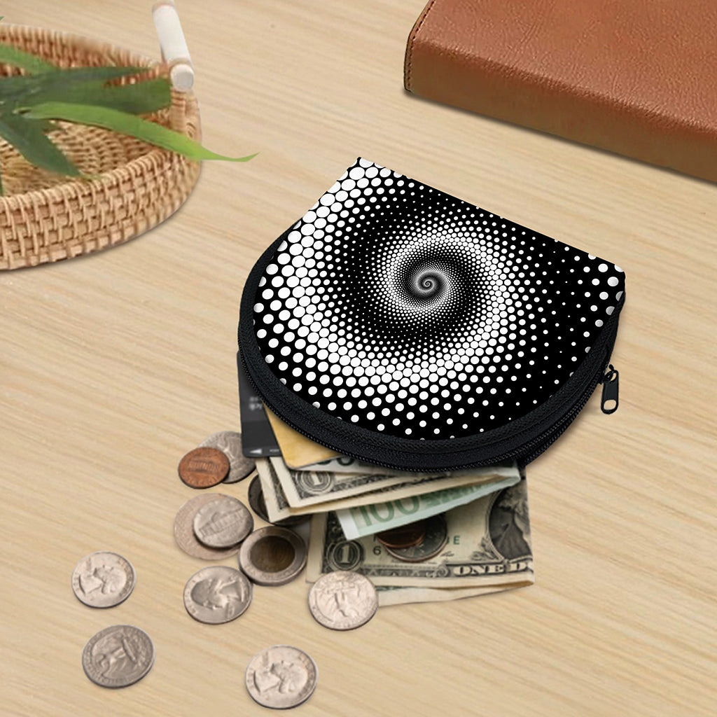 Black And White Spiral Dot Print Coin Purse