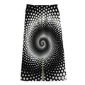 Black And White Spiral Dot Print Cotton Front Slit Maxi Skirt