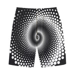 Black And White Spiral Dot Print Cotton Shorts