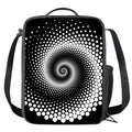 Black And White Spiral Dot Print Crossbody Lunch Bag