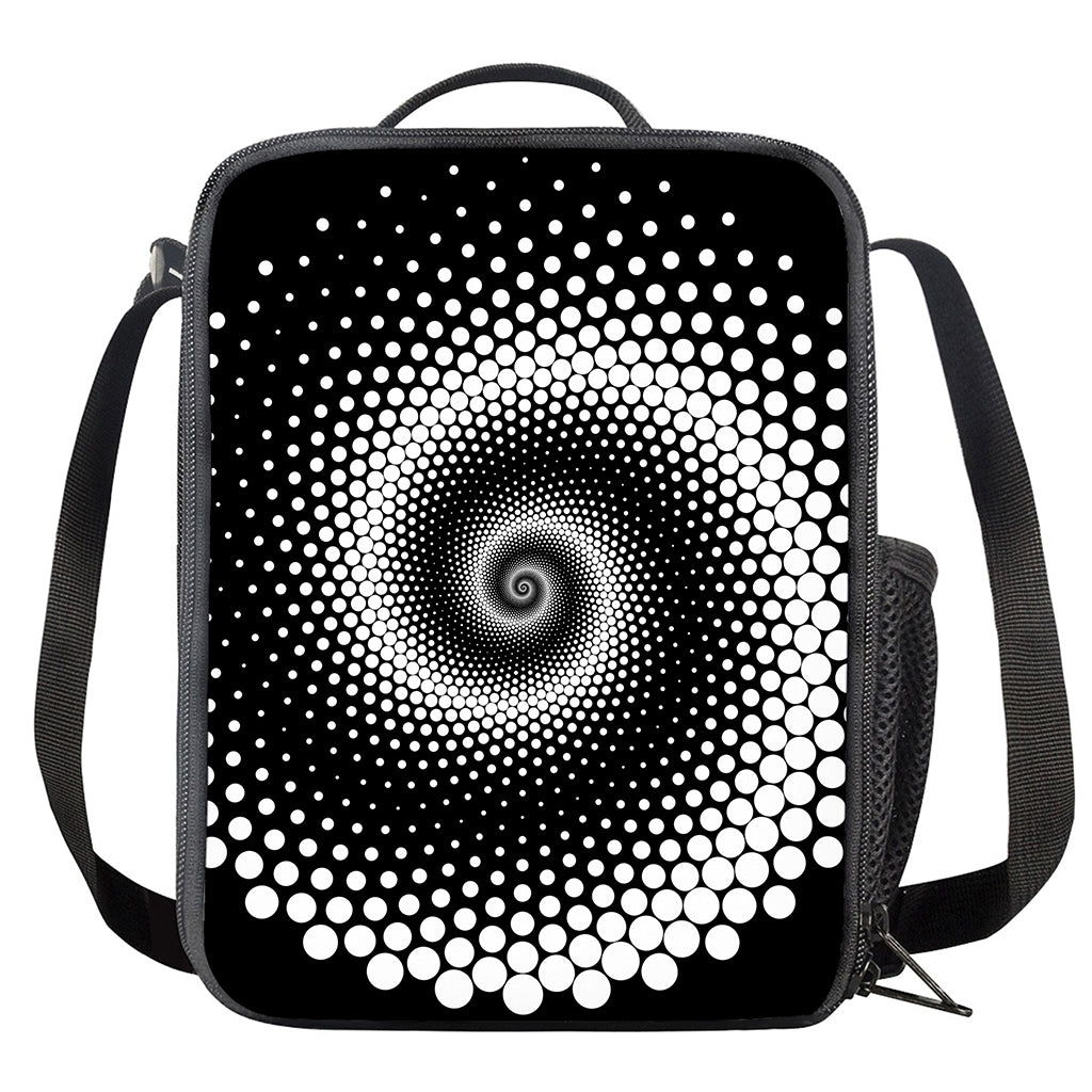 Black And White Spiral Dot Print Crossbody Lunch Bag