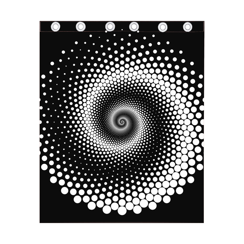 Black And White Spiral Dot Print Curtain