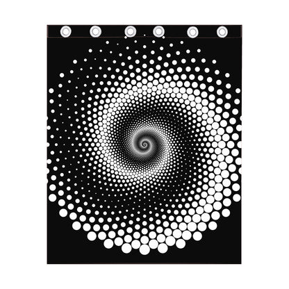 Black And White Spiral Dot Print Curtain