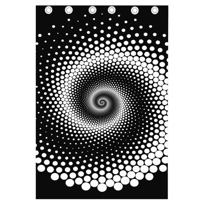 Black And White Spiral Dot Print Curtain