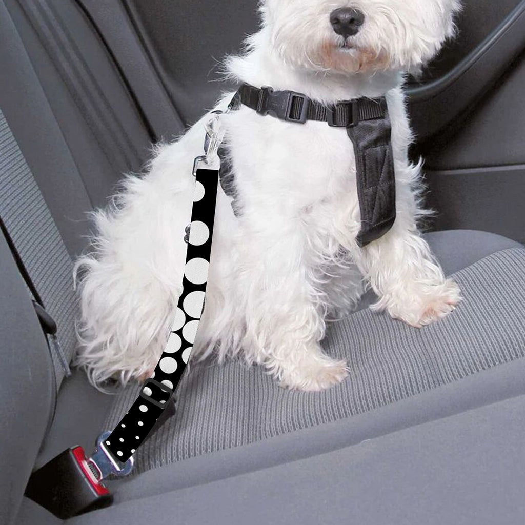 Black And White Spiral Dot Print Dog Seat Belt