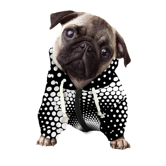 Black And White Spiral Dot Print Dog Zip Up Hoodie