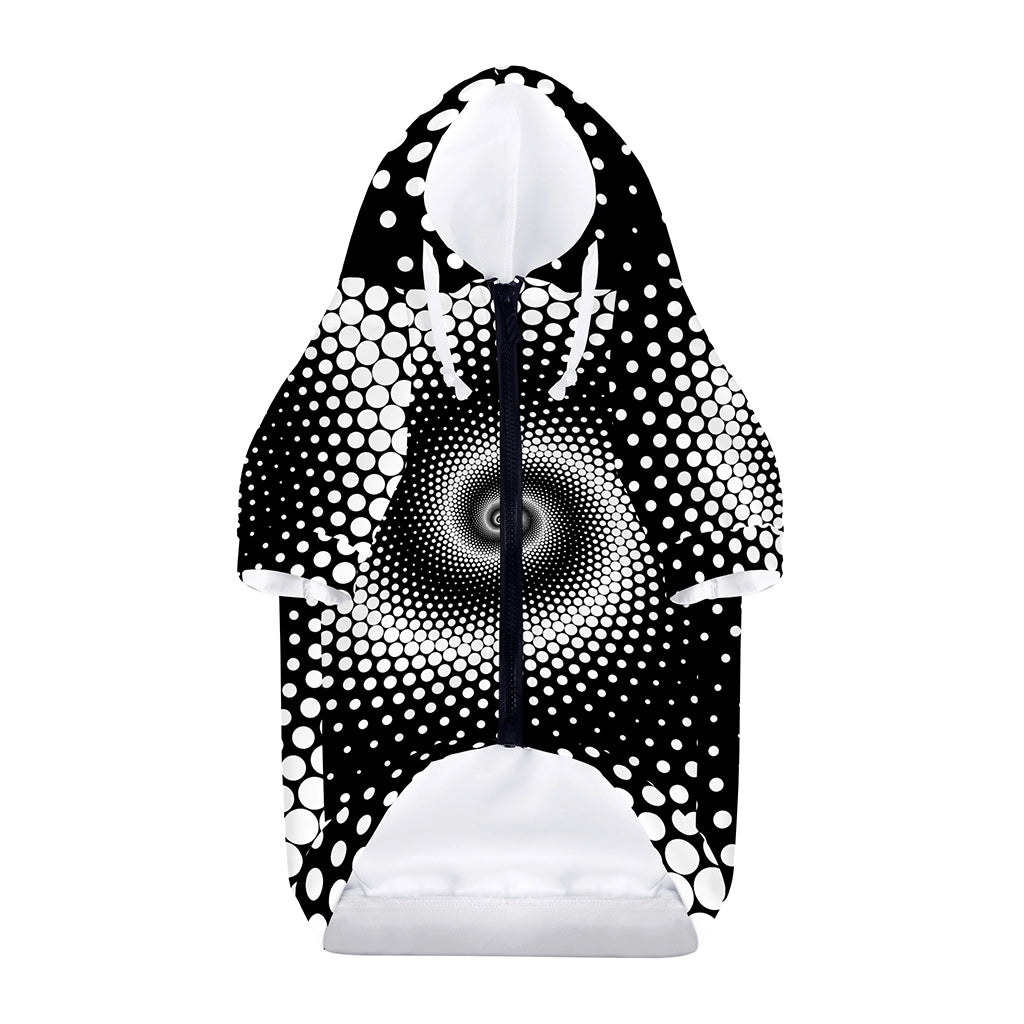Black And White Spiral Dot Print Dog Zip Up Hoodie