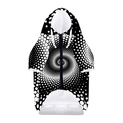 Black And White Spiral Dot Print Dog Zip Up Hoodie