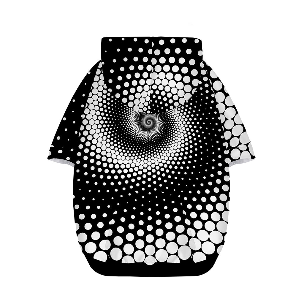 Black And White Spiral Dot Print Dog Zip Up Hoodie