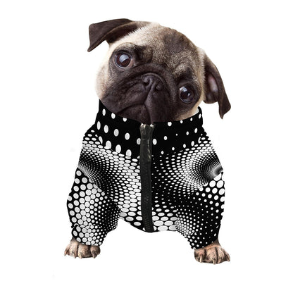 Black And White Spiral Dot Print Dog Zip Up Jacket