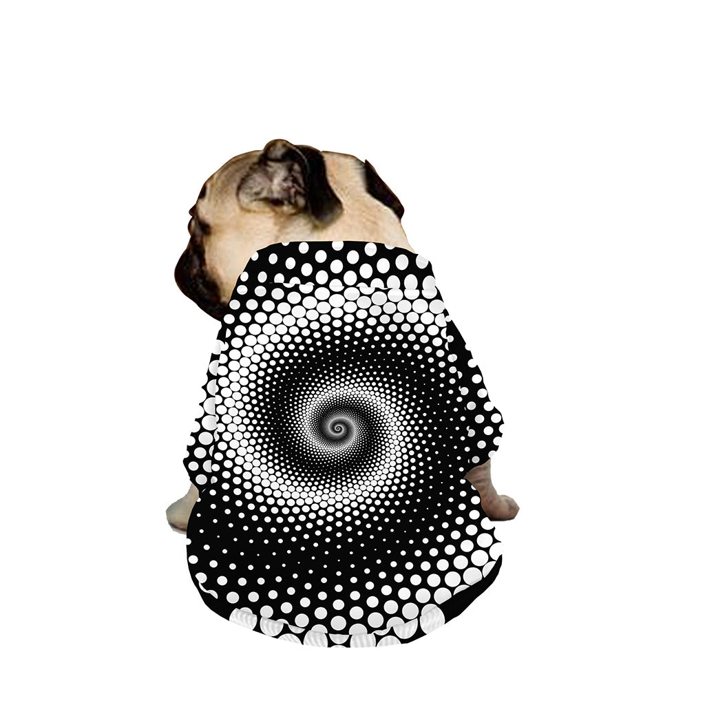 Black And White Spiral Dot Print Dog Zip Up Jacket