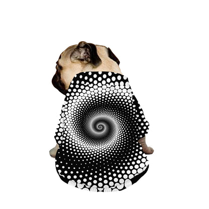 Black And White Spiral Dot Print Dog Zip Up Jacket