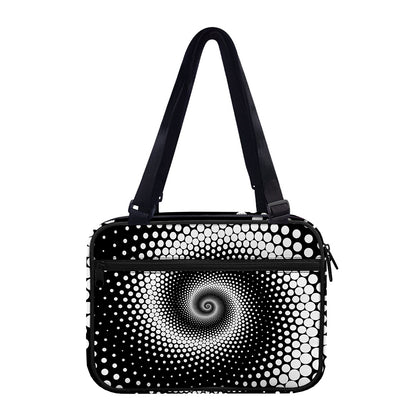 Black And White Spiral Dot Print Double Strap Bible Bag