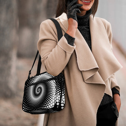 Black And White Spiral Dot Print Double Strap Bible Bag