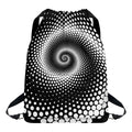 Black And White Spiral Dot Print Drawstring Backpack