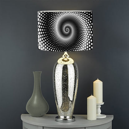 Black And White Spiral Dot Print Drum Lamp Shade