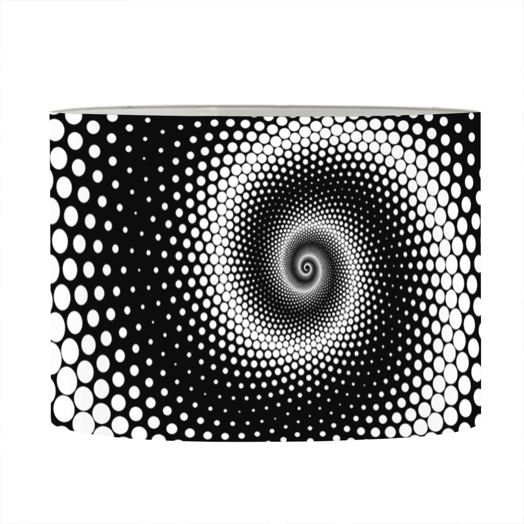 Black And White Spiral Dot Print Drum Lamp Shade